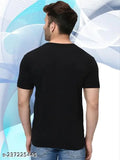 Black cotton blend half-sleeve Wild West V-neck T-shirt for men, stylish and trendy party wear