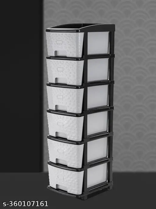 Six compartment storage organizer for store clothes, grey