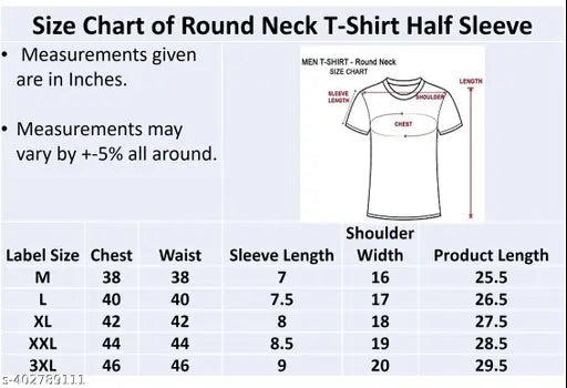 Men's Premium 100% Super Combed Cotton Rich Printed Blue White & Red Round Neck Half Sleeve T-Shirt
