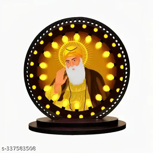 High-quality wooden Guru Nanak Dev Ji car dashboard idol, 3"x3.2" with 3"x9" hanging size, suitable for car interior and gifting purposes