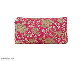 Red floral embroidered Potli bag, evening purse for women