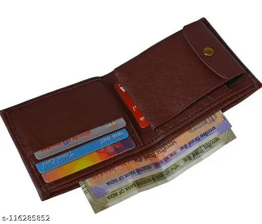 Brown PU Batua wallet, new and trendy men's accessory with one compartment, free size (13cm x 10cm), made in India