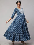 Ethnic dress, blue print, pure cotton material