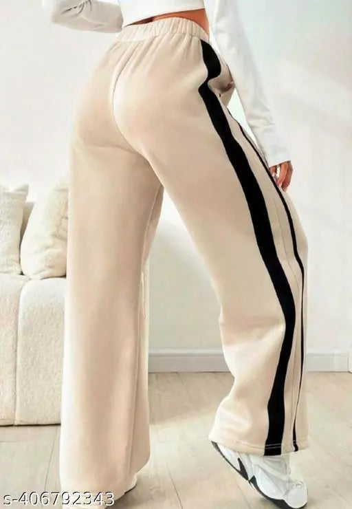 Nude striped flared track pants