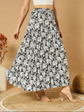 Floral printed crepe A-line long skirt, timeless elegance, Indian craftsmanship