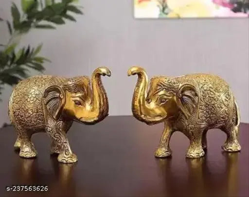 Metal handcrafted and hand-carved white elephant pair for home decoration, gifting, or office use. Traditional symbol of wisdom, strength, and good luck. Made in India