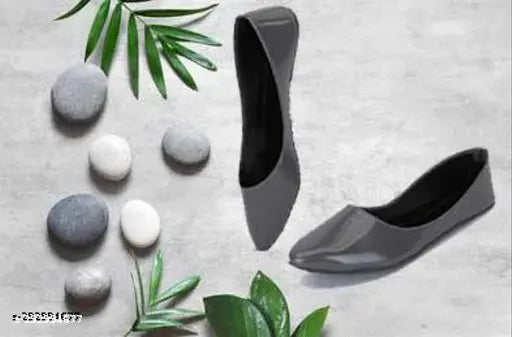 Grey patent leather ballerinas - daily wear, office wear, party wear slippers for ladies & girls