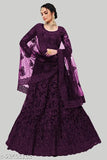 Embroidered satin choli and net dupatta set, Md9105_WINE Indian traditional topwear and drape