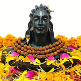 Black, resin Adiyogi Shiva idol with Rudraksha mala, car dashboard decoration