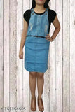 Denim colorblocked short-sleeved Ootptaang women's gown/dress/jumpsuit/dungaree for parties or casual wear, India origin
