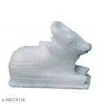 White marble Shivling Nandi statue for home temple, handcrafted and polished (5cm)