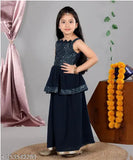 Georgette A-line palazzos with embellished dupatta, Indian festive wear for girls aged 2-6 years