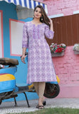 Purple embroidered casual kameez kurta women's ethnic wear