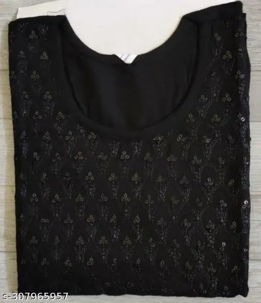 Embellished net rayon kurtis, free size Indian traditional women's top with short sleeves
