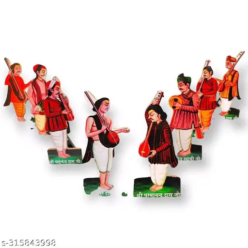 ASHT Sakha Set –Wooden MDF Figures for Home Temple, & Janmashtami Decoration [ Multicolor ] (6INCH)