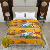 Double heavy festive season ultrasoft microfiber Rajasthani Jaipuri blanket. Comforter duvet Rajai Dohar quilt, 254x228 cm