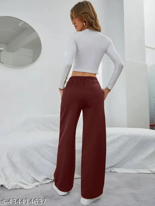 Dark brown cotton blend straight fit joggers, perfect for casual wear
