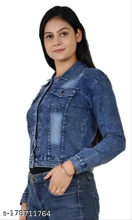 Blue denim jacket with full sleeves