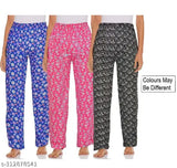 Women's cotton comfortable low-rise pants in blue, pink, and grey