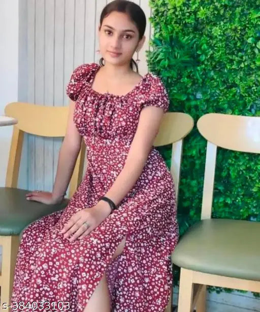 Trendy poly crepe kurti, printed combo on Indian woman, short sleeves, S-XL