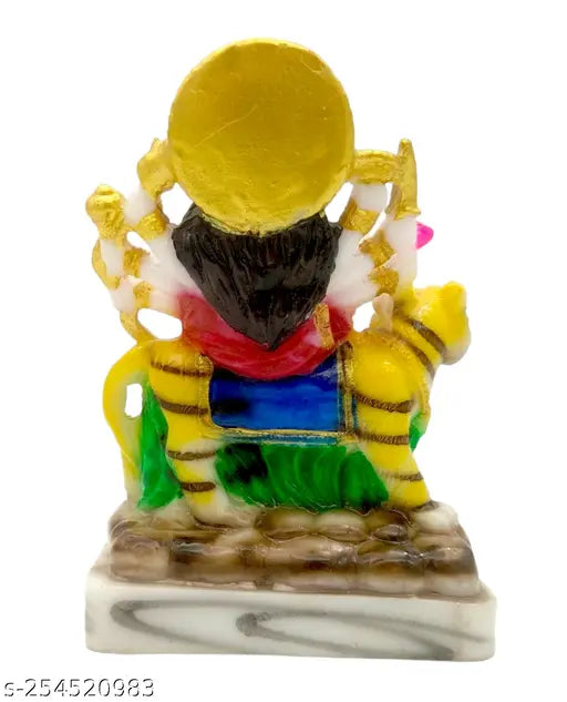 Marble Durga Maa statue, intricately crafted religious figureine for pooja room, décor or gift (14x9x6 cm)