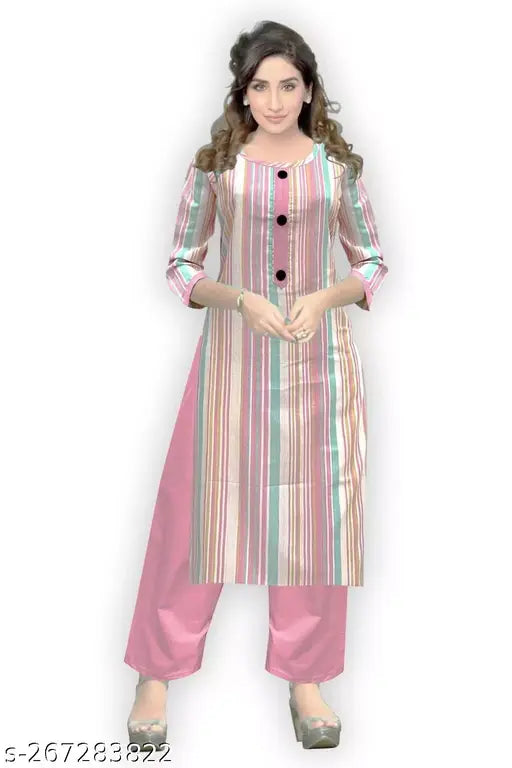 Striped cotton palazzo and Kurta set, premium quality women's clothing. Indian-made cotton Kurta with Palazzos