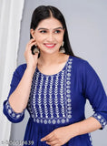 Rayon three-quarter sleeve kurti set, solid color by Nikhil Enterprise, Indian clothing for women size S to XXXL