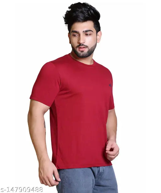 Indian-made men's polycotton half sleeve t-shirt, crew neck or round neck, printed design, M-XXXL sizes available