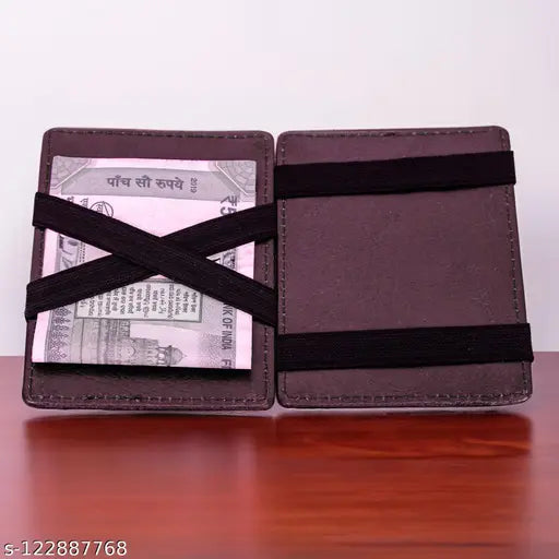Faux leather slim card holder, stores 4 cards & cash, RFID blocking, perfect for men's fashion, vegan wallet