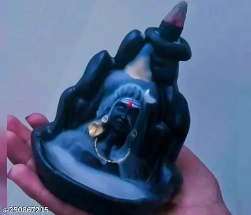 PMR Adiyogi Mahadev, Shiv Shankara, Yellow Ganesh smoke backflow combo with free 40pcs of cones. Handcrafted polyresin god idols, India origin