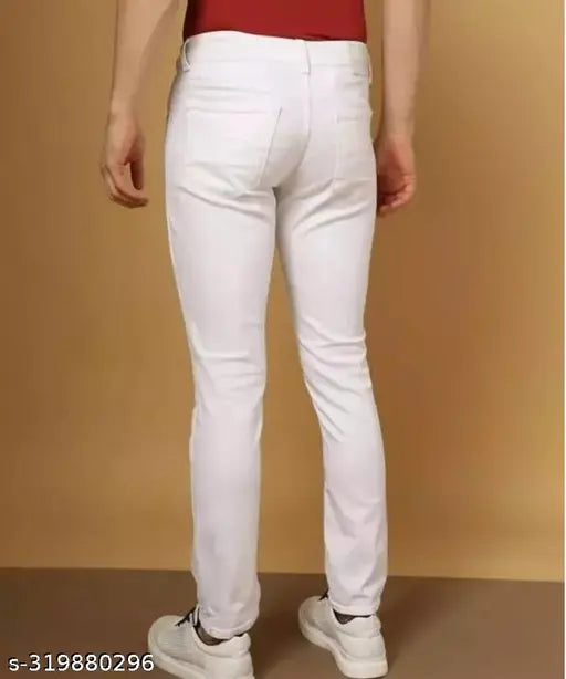 Denim, plain white Mod Men jeans FLI542 - men's slim fit denim jeans