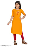Fancy modern cotton printed kurti for girls aged 6-16, short sleeves, Indian design