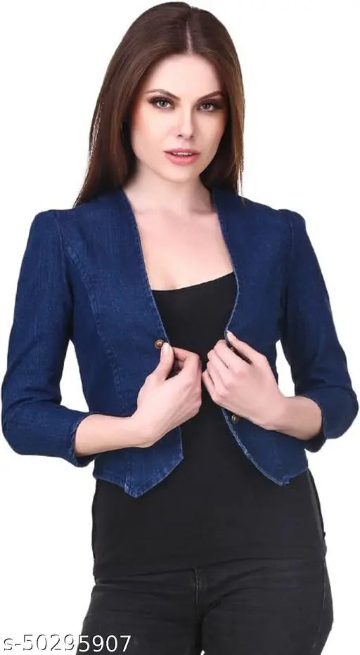 Denim classic retro women's capes, shrugs & ponchos, three-quarter sleeves, self-design