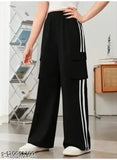 Women's black high-waisted wide leg pants