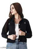 Black denim jacket, solid design for women - high-quality Indian-made fashion wear