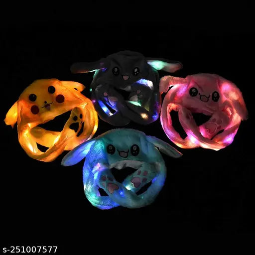 Colorful, plush panda hat with moving and glowing ear