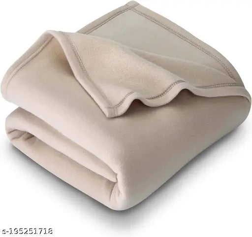 Cream polar fleece single bed combo pack (2pcs), ideal for mild winter, made from polyester wool, N G Products brand, India origin