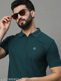 Cotton blend half sleeve polo t-shirt for men, printed with denim jeans pattern, XL size