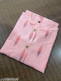 Pink, cotton kurta with intricate design and pattern