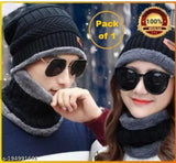 Woolen unisex beanie cap combo, self-design pattern, attractive, Indian knitwear head and neck accessory