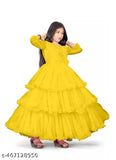 B.R. Enterprise children's dresses - net fabric, three-quarter sleeves, solid pattern for special occasions. Perfect for kids aged 5-16 years. Indian made