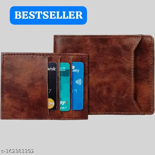 Brown genuine leather formal wallet, 8 card slots by ALSAFAR for evening/party events
