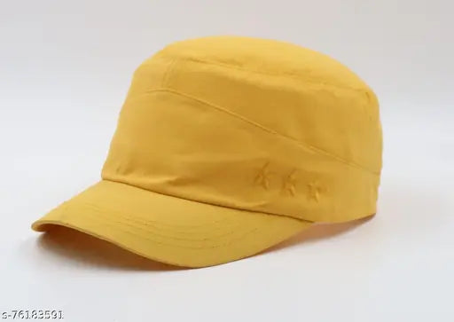 Gold embroidered cotton baseball cap, Parachute Gold 3 Star Dabba, size XL from India