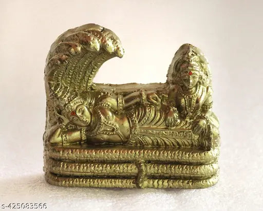 Poly resin Hindu god idol of Lakshmi Narayan/Vishnu/PERUMAL/Maha Vishnu Padmanabhaswamy/Ananthapadmanabha, intricately detailed, 0.5cm x 0.5cm x 0.5cm, handcrafted in India