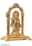 Gold-plated metal Krishna idol decor showpiece, 12.5 cm x 17.5 cm x 10 cm, traditional design for home worship and decor, Radha Krishna playing flute on jhula