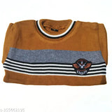 Mustard-striped wool sweater for boys aged 6 months to 5 years, soft knit fabric and long sleeves