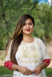 White rayon anarkali kurta with embroidery