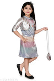 Multi Color Embellished Net Cloth Frock for Kids, Silk Blend, Sleeveless, Indian Craftsmanship