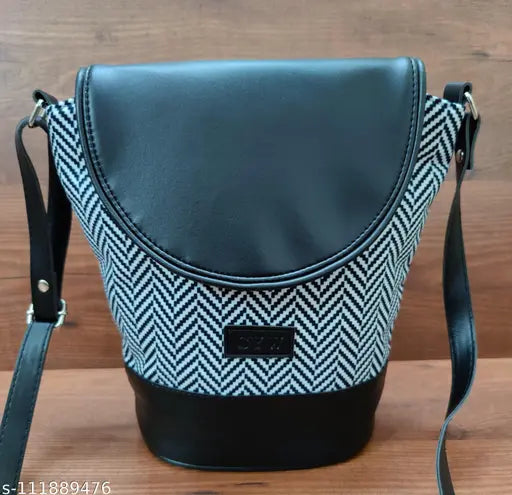 Multi-colored women's trendy fashion sling bag with zipper, poly canvas material