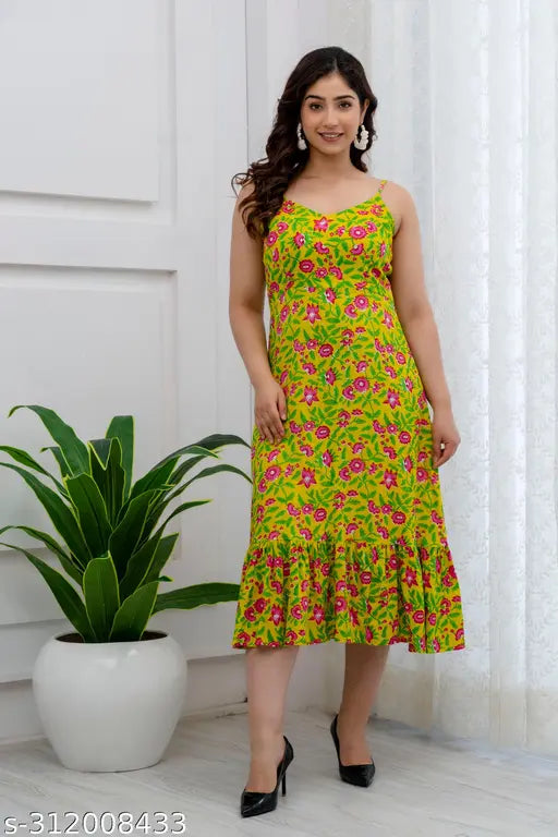 Rayon printed sleeveless flared kurta for women, Indian ethnic fashion on display